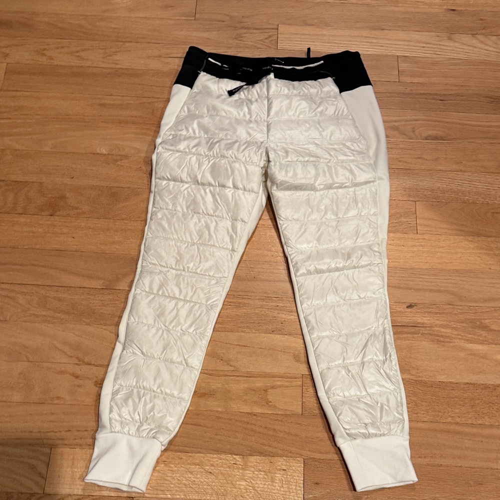 Holden White and Black puffy down jogger pants NWOT